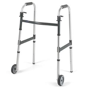 Invacare Dual Release Folding Walker with 5" Wheels - Adult