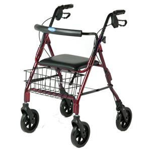 Invacare Four Wheel Rollator with Curved Backrest - Red