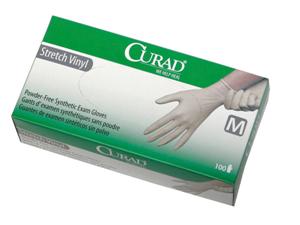 Curad powder-free stretch vinyl exam gloves, SM (10 boxes)