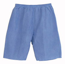 Disposable Shorts Elastic Waist Blue, Medium (case of 30)