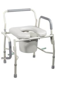 Drive Medical Steel Drop Arm Bedside Commode with Padded Seat & Arms