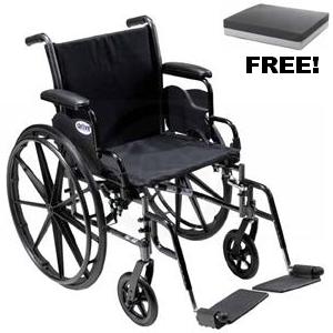 Drive Medical Cruiser III Lightweight Wheelchair - 16" with Adjustable Desk Arms and Swingaway Footrests